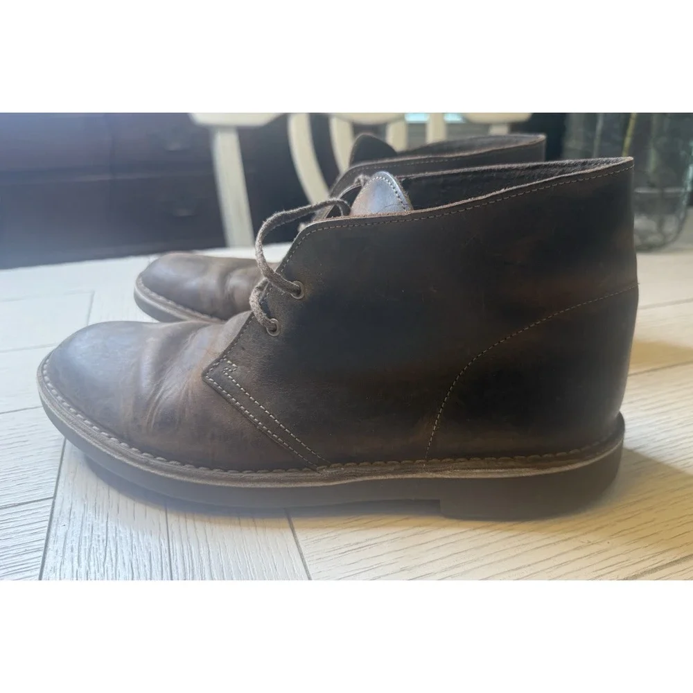 Clarks Mens Desert Boots Sz 10.5 M Bushacre Chukka Brown Leather Lace‎ Up Shoes